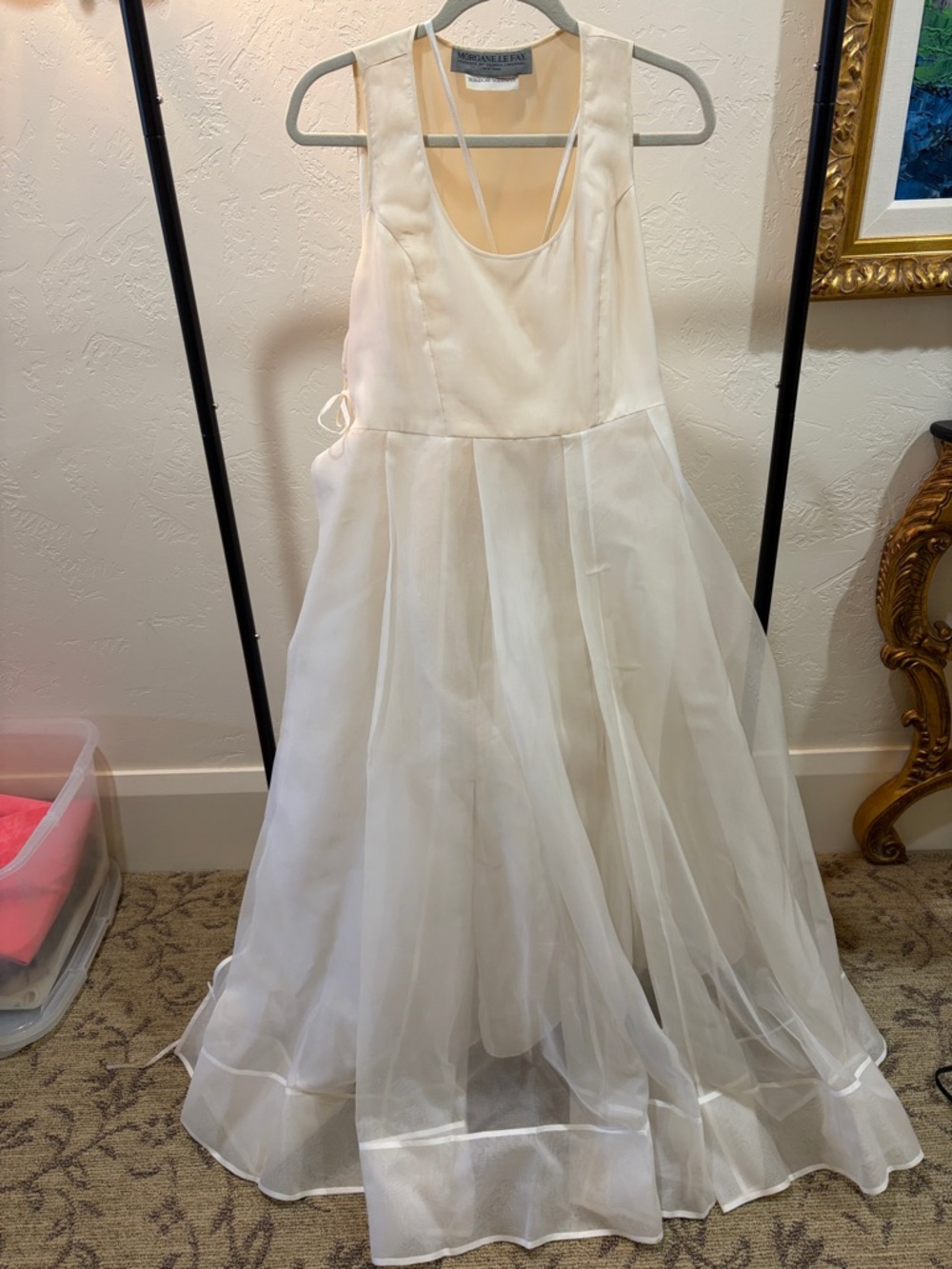 Morgane Le Fay Cream Sheer Organza Dress from Bergdorf Goodman